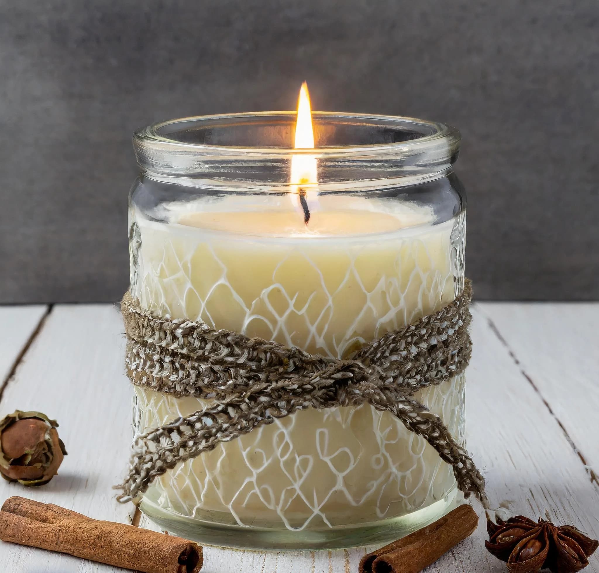 Velas artesanales en envase de vidrio